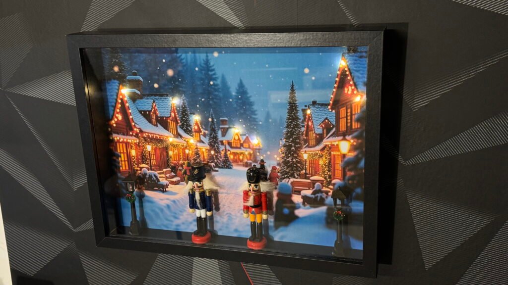 Tableau 3D village de Noel lumineux