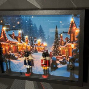 Tableau 3D village de Noel lumineux